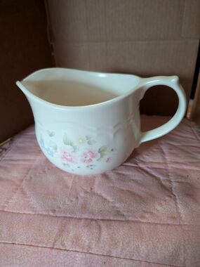 Pfaltzgraff Cream Floral Porcelain Creamer with Pink and Blue Accents